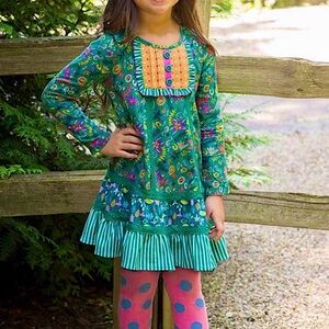 Matilda Jane Green Floral To The Castle Dress ~ Make Believe ~ Fall 2017 (sz 12)